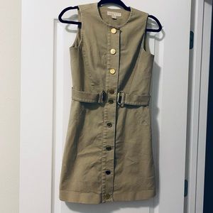 Michael Kors Khaki Button Front Sheath Dress